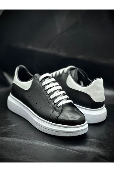 BESS SHOES Genuine Leather Black High-Top Orthopedic Sports Shoes - Comfortable & Stylish Casual Men's Sneakers, Casual