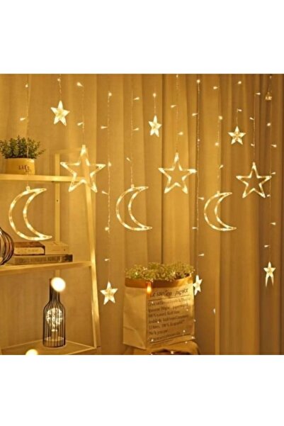 parti sürprizi Gün Işığı Hilal Yıldız Şekilli Perde Led Işık 1 Adet