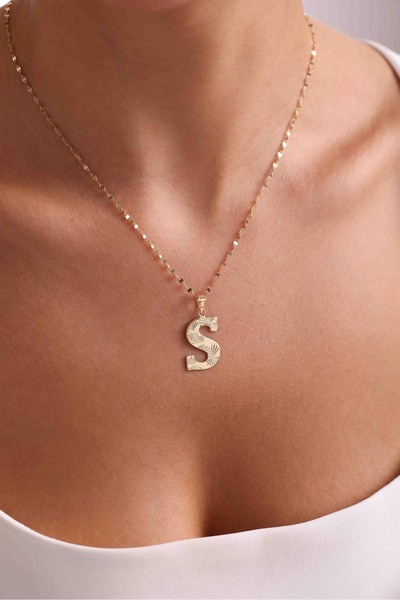 Bayar Gold 14 Ayar Altın S Harf Füzyon Kolye