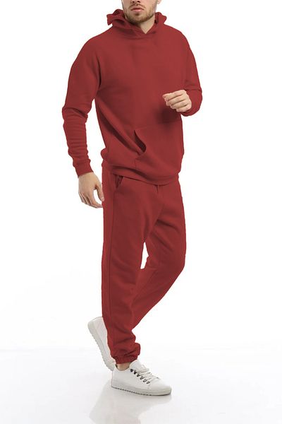 ruNadeS Men's Raised Comfort Fit Hooded Kangaroo Pocket Tracksuit Set - Casual