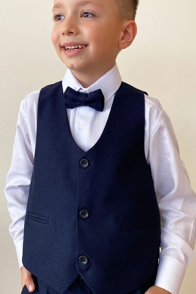 Tiril Tiril Erkek Çocuk Ceketli Yelekli Papyonlu Takım Elbise Lacivert