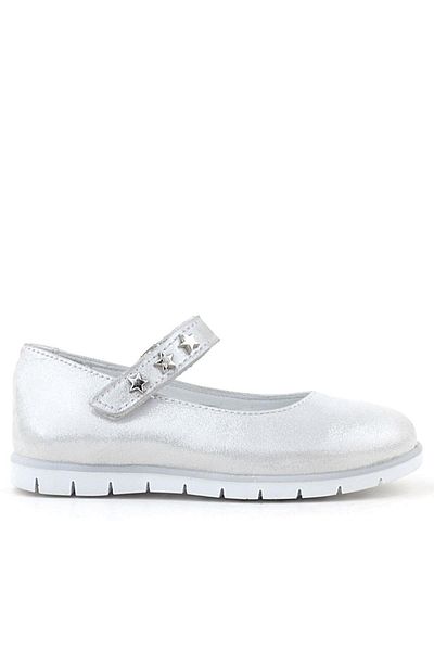 Rakerplus Balerini pentru fete din piele naturală Silver Star Velcro