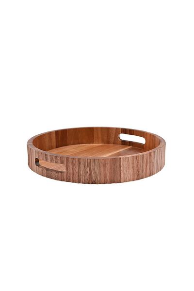 MİEN 30 cm Mien Durable Round Acacia Tray - 7B145