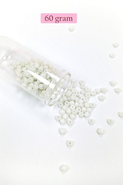 STUMBANNG Bulky Glass Sand Beads Large Size (6/0) 4 mm - 60 Grams - White - Bnc111