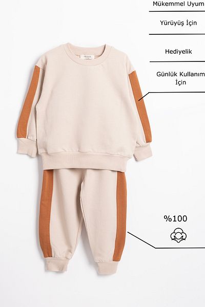 Vauva Basic Stripe Detailed Sweatshirt Set Girl Boy Set