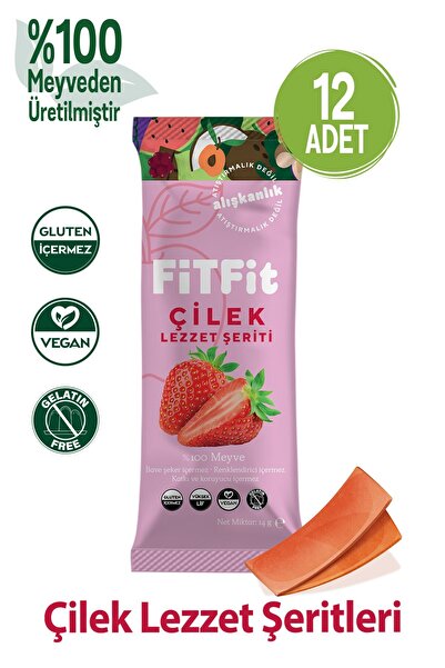 FitFit Çilek Lezzet Şeriti | Doğal Meyve Pestili Şekersiz Sağlıklı Atıştırmal...