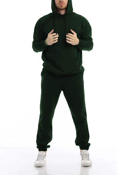 ruNadeS Men's Raised Comfort Fit Hooded Kangaroo Pocket Tracksuit Set - Casual