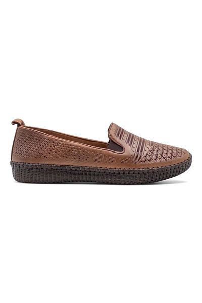 Voyager 7232 Model Women's Tan Color Genuine Leather Casual Shoes