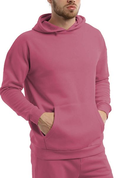 ruNadeS Men's Raised Comfort Fit Hooded Kangaroo Pocket Tracksuit Set - Casual