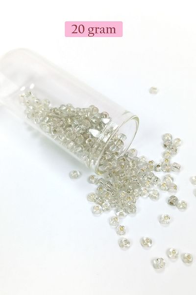STUMBANNG Bulky Glass Sand Beads Large Size (6/0) 4 mm - 20 Grams - Transparent - Bnc086