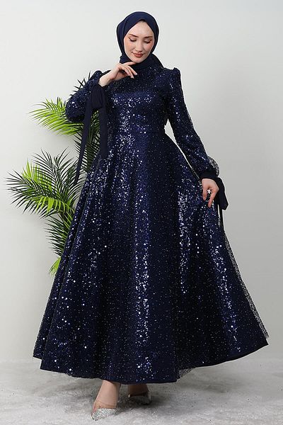 GİZ AGİYİM Βραδινό φόρεμα Tansu Hijab Navy Blue