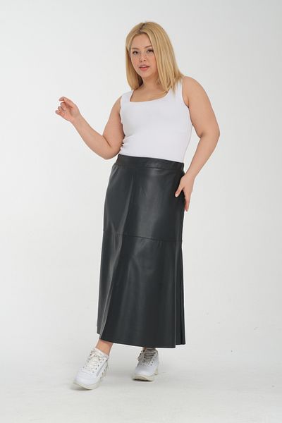 Dejabrew Jeans Fusta din piele cu cusătură neagră A044-1