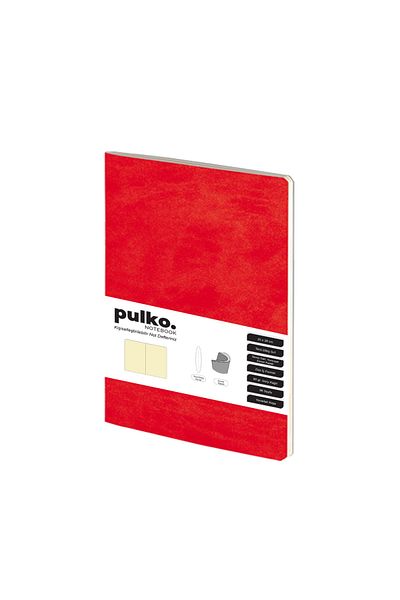 PULKO Notebook Bloc de note pentru cusut croitor cu copertă flexibilă roșie - 96 de coli, hârtie crem