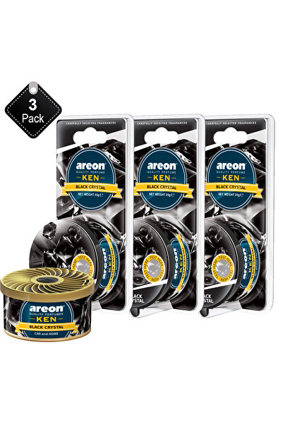 Areon عبوة من 3 معطرات جو أريون كين بلاك كريستال