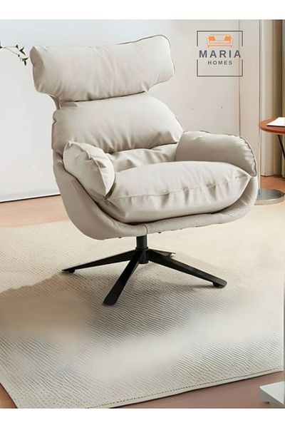 MARIA HOMES Comfortable Swivel Recliner Chair with Plush Cushioning  Faux Leather Upholstery Adjustable Backrest