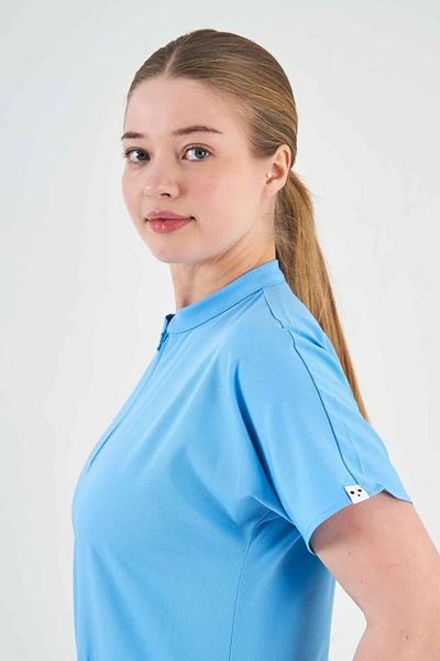 Owlet Medikal Tricou chirurgical detaliat cu fermoar Lycra albastru