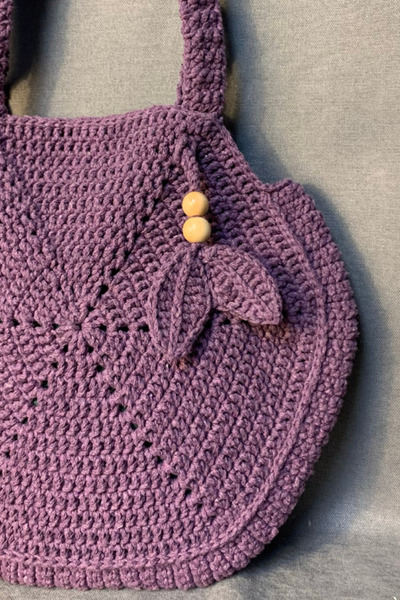 Uretti - Emine 9106 Ручна робота Бавовняна нитка Шестикутна сумка - Фіолетова