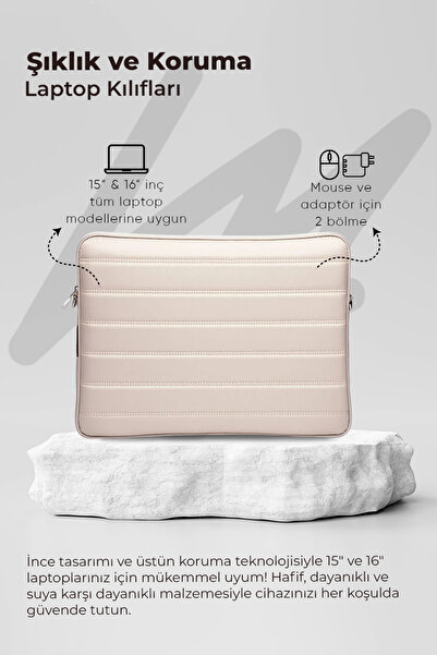 MORCA Su Geçirmez Kumaş Laptop Kılıfı 15.6 & 16 Inç Bej