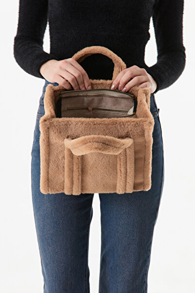 Fulla Moda Basic Furry Plush Handle Bag