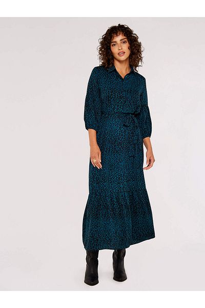 Apricot Maxikleid Mit Tiermuster