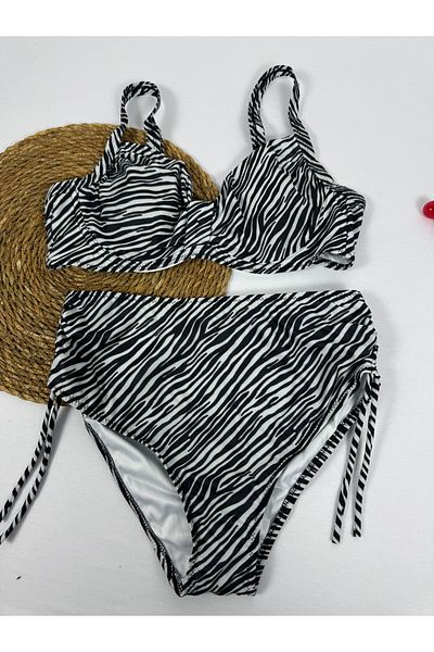FUNELLA Zebra Patterned Women's Plus Size Bikini Set