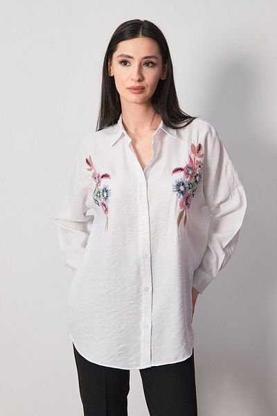 Fulla Moda Cămașă cu paiete cu paiete cu broderie de flori
