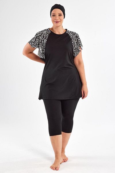MARESİVA Coral Battal Short Sleeve Hijab Swimsuit 2805