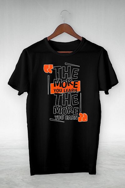 New Shine Μαύρο Unisex - T-Shirt "The More You Learn, The More You Earn"