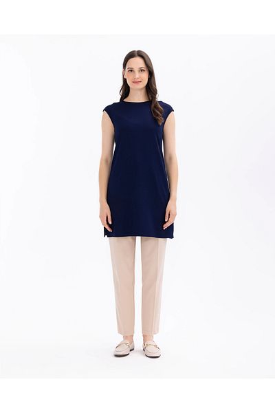 SCL Tricou de bază fără mâneci cu gât rotund