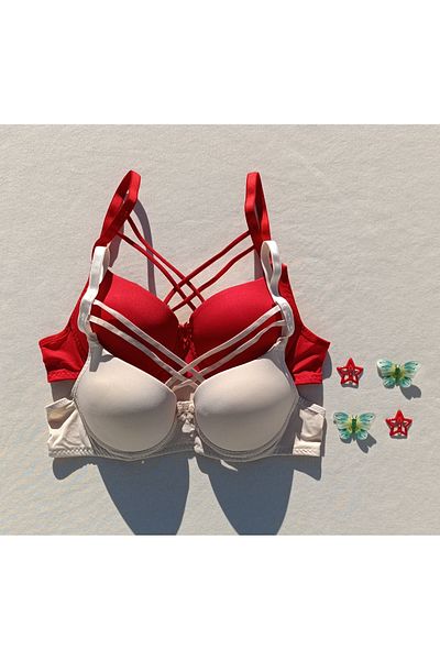 siyalife Push up Padded Padded Cross Drawstring Micro 2-Piece Bra