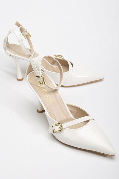 RİSSOLİ Rissoli Women's White Double Buckle Detailed Heeled Shoes