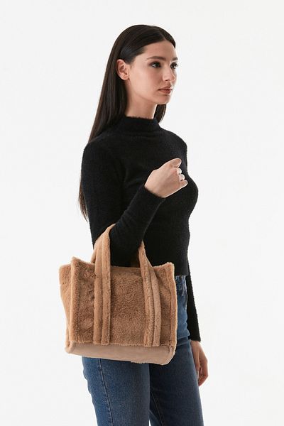 Fulla Moda Basic Furry Plush Handle Bag