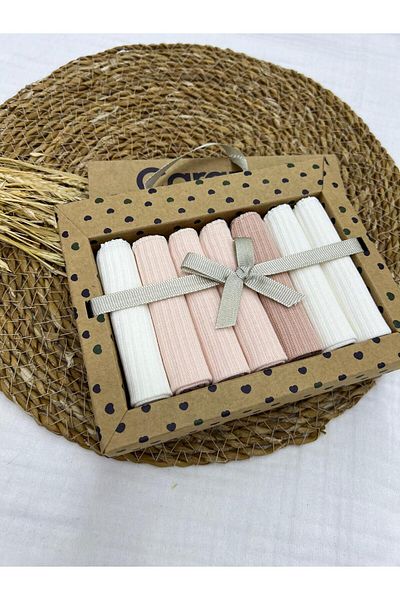 ByBest Beauty 2025 Model Set of 7 Patterned Combed Cotton Baby Mouth Wipes