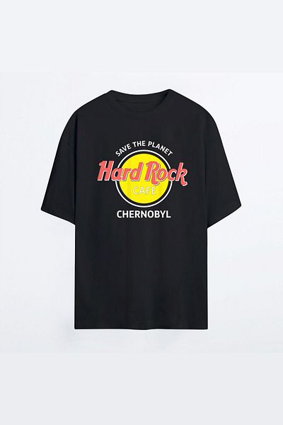 New Shine Hard Rock Cafe Black Hg Ανδρικό Oversize Tshirt - Tshirt