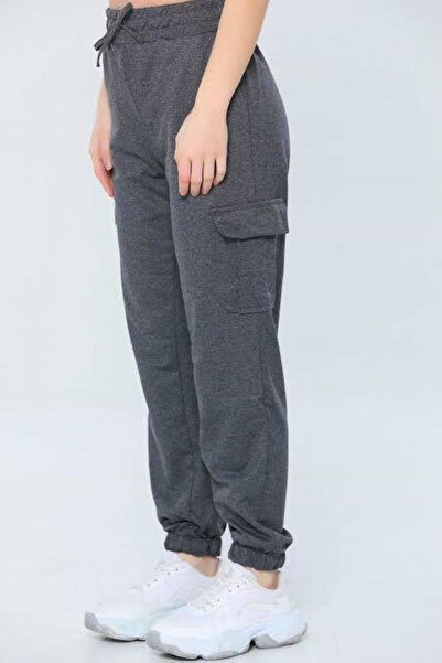 THE WHITE Χρώμα ανθρακί ελαστικό πόδι πλαϊνή τσέπη επένδυση fleece Χειμερινό ...