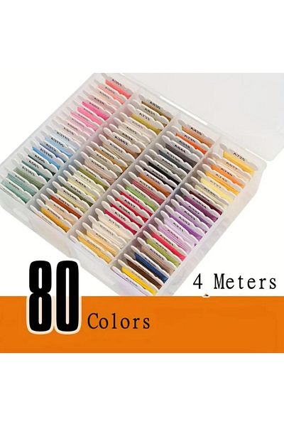 OZN AKSESUAR Muline Rope Cross Stitch Embroidered Rope Set - 80 Colors Boxed