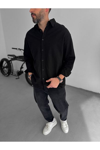 BYBASICMAN Black Flame Long Sleeve Shirt Yp-5001