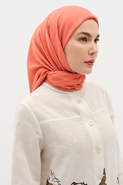 Tuğba Natural Kenar Detaylı Eşarp - Oranj