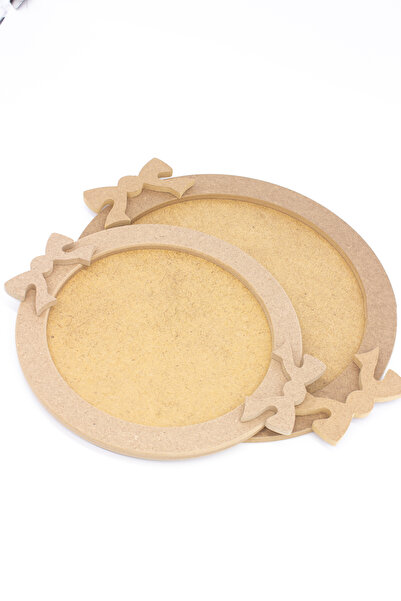 na neşeli ahşap Ahşap Yuvarlak Fiyonklu Tepsi Ikili Takım.servis Sunum Tepsis...