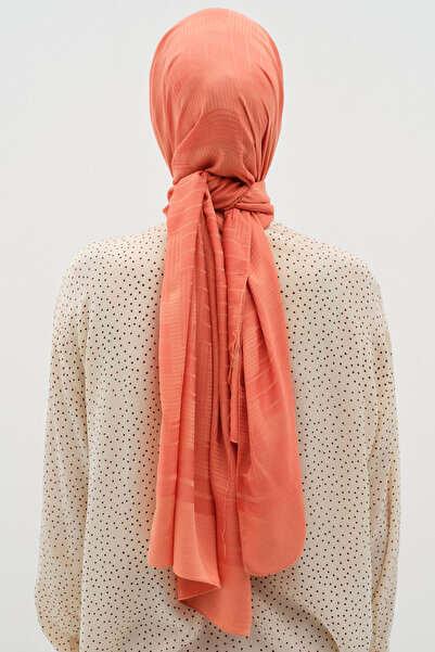 Tuğba Natural Geometrik Desen Şal - Oranj