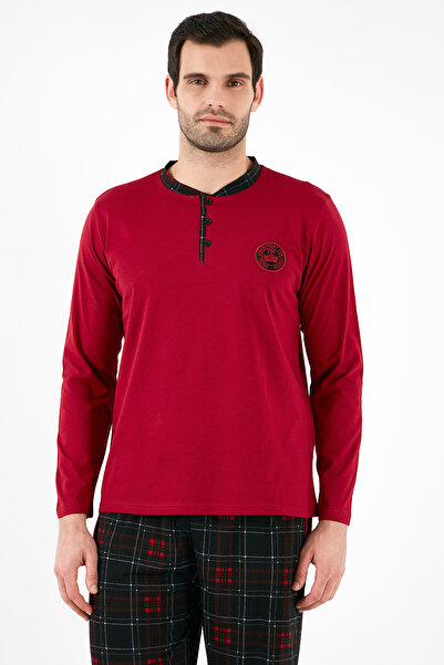 Buratti Kareli Pamuklu Regular Fit Uzun Kollu Pijama Takımı Erkek Pijama Takımı 60961003