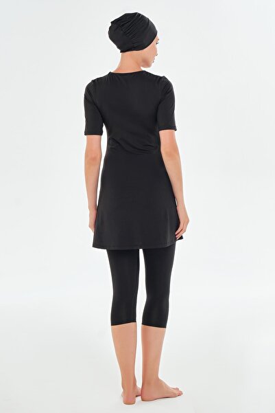 MARESİVA Jileli Short Sleeve Semi-Covered Hijab Swimsuit 2606-25 Black