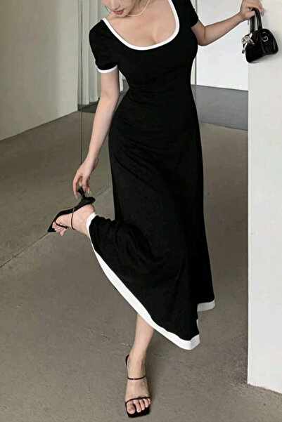 missamour Women's Summer U Neck White Piping Camisole Dress