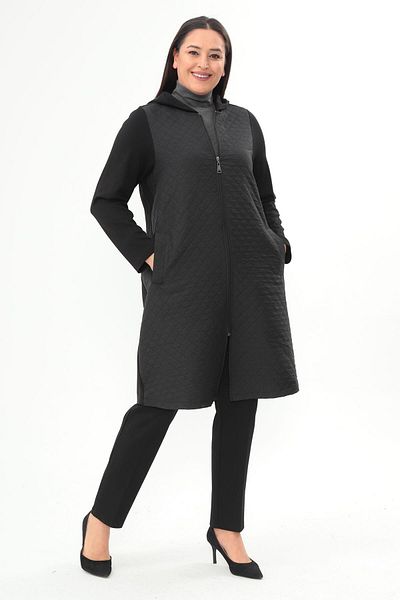 Metpoint Trend42Plus Large Size Diamond Pattern Zippered Black Cap