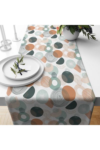 PRINTOPIA Patchwork Colorful Geometric Pattern Stain Resistant Washable Table Cloth Runner