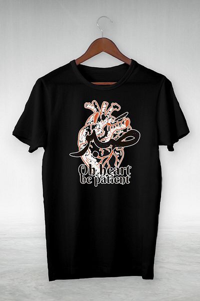 New Shine Oh Heart Be Patient (Sabr) Μαύρο T-Shirt με στάμπα - Σχέδιο Vip