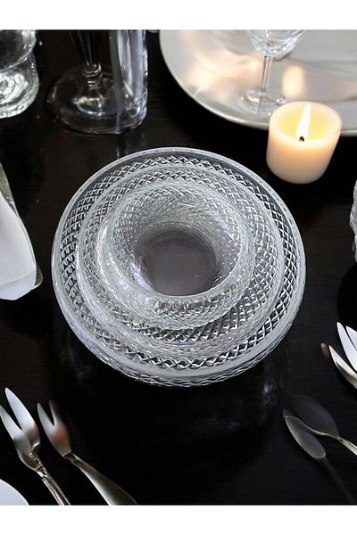 AYZ HOME 3 Piece Cut Crystal Glass Salad Set - Square Decor