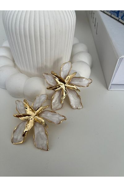 Home Xuping Series - White Enamel Flower Earrings