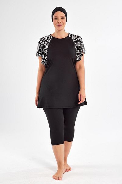 MARESİVA Coral Battal Short Sleeve Hijab Swimsuit 2805