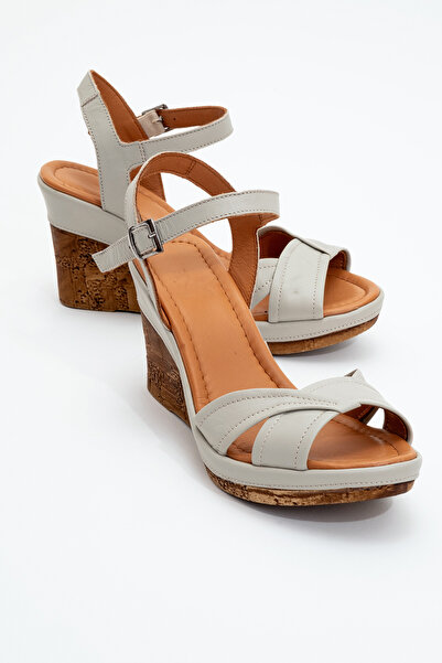 Zeynep Sıradağlı Riccarda Hakiki Deri Ortopedik Sandalet Gri